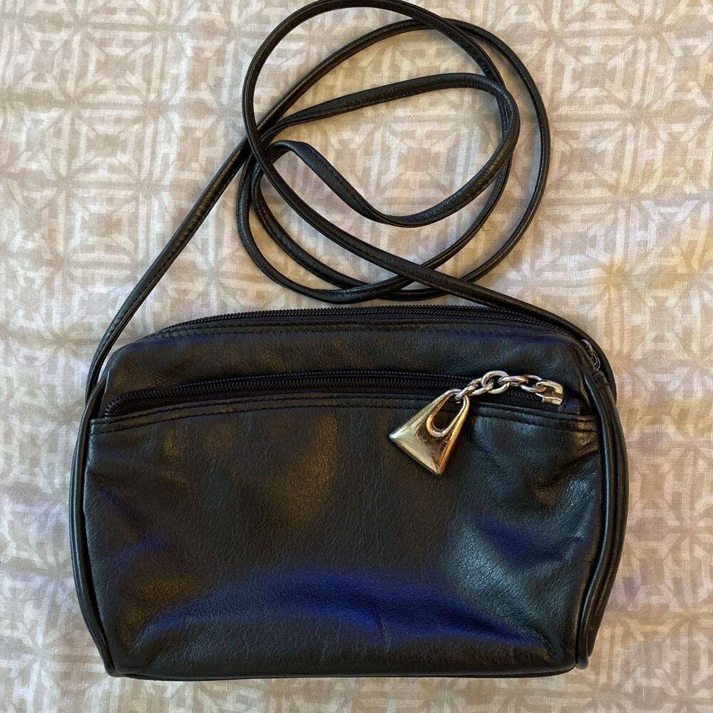 Giani Bernini Vintage Black Genuine Leather Shoulder Bodybag Small Purse